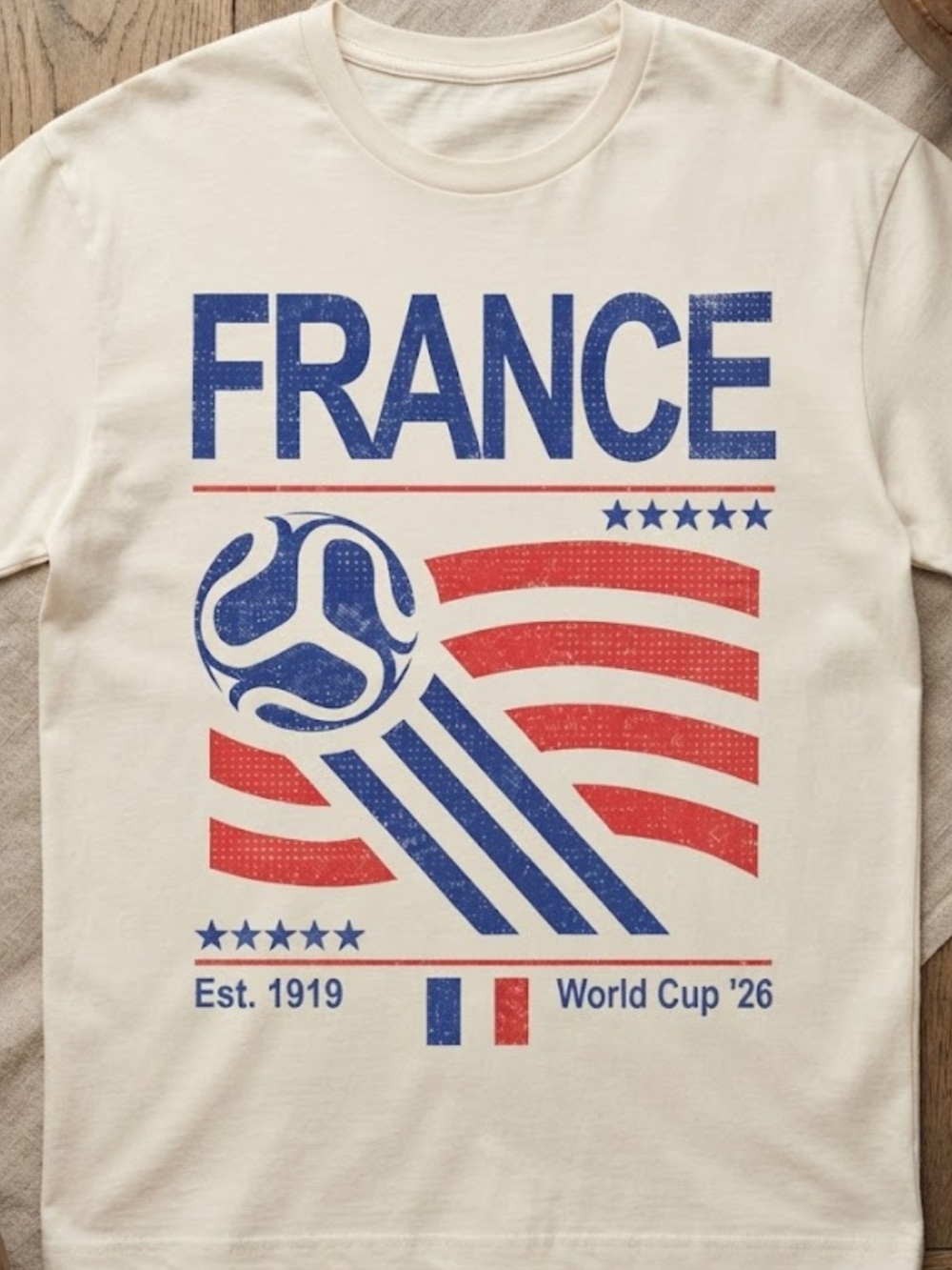 Gildan white Long Sleeve Tee with Blue & Red France Graphic